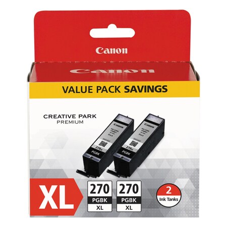 Canon High-Yield Ink 0319C005 (PGI-270XL), Black, PK2 0319C005